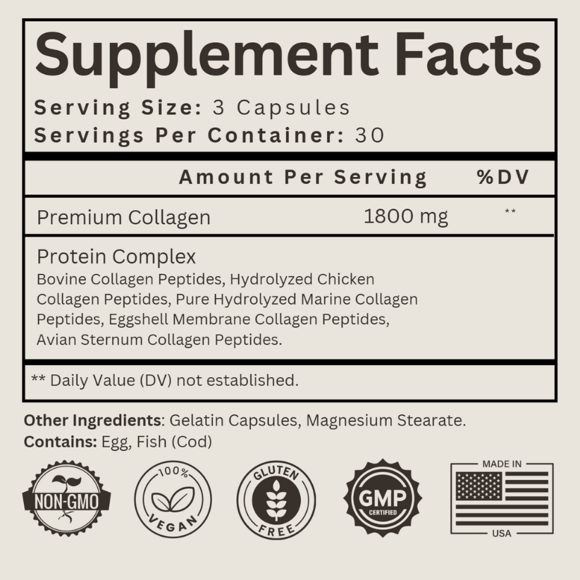 Collagen | 5 Premium Complex | Types I, II, III, V, X - Superior