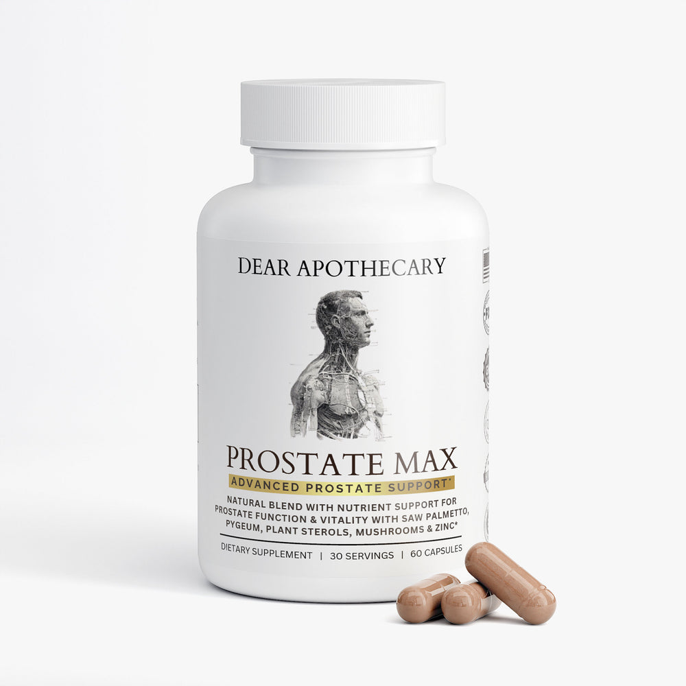 Prostate Max supplement bottle by Dear Apothecary, 60 capsules